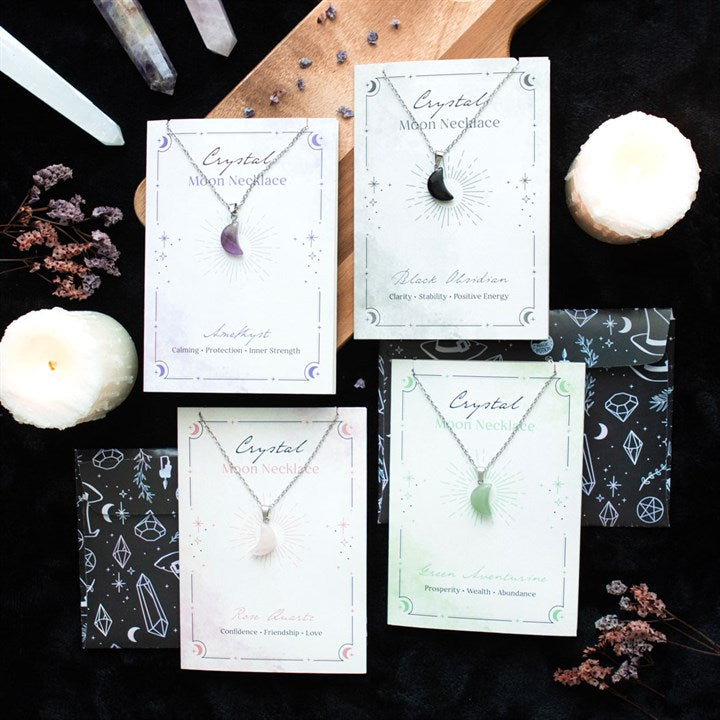 Aventurine Crystal Moon Necklace Card