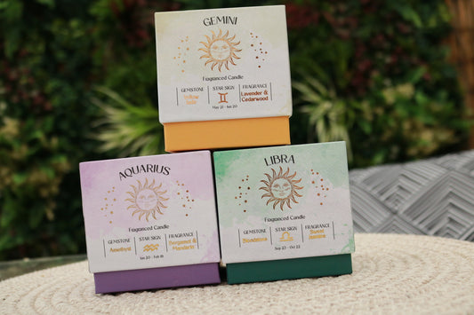 Libra Zodiac Crystal Candle