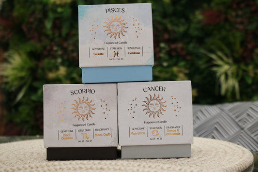 Cancer Zodiac Crystal Candle