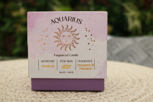 Aquarius Zodiac Crystal Candle