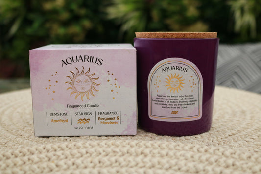 Aquarius Zodiac Crystal Candle