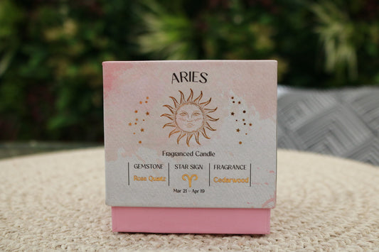 Aries Zodiac Crystal Candle