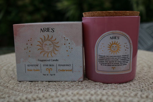 Aries Zodiac Crystal Candle