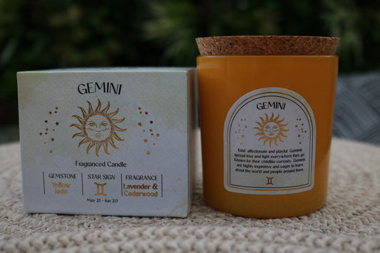 Gemini Zodiac Crystal Candle