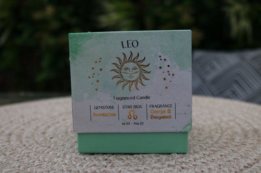 Leo Zodiac Crystal Candle