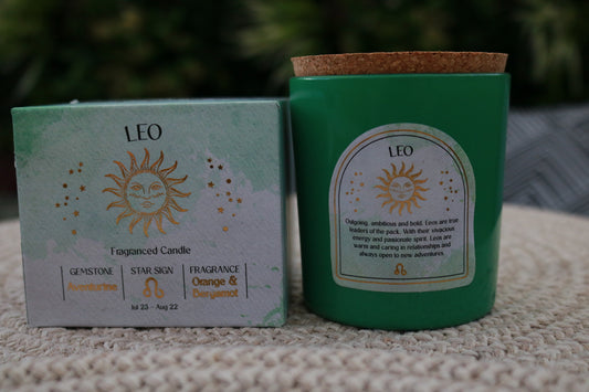 Leo Zodiac Crystal Candle