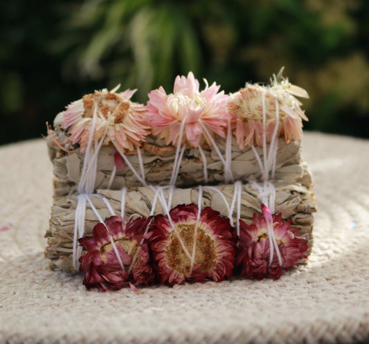 Pink Sunflower and White Sage Smudging Sticks