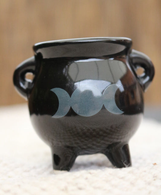 Triple Moon Cauldron Incense Cone Holder