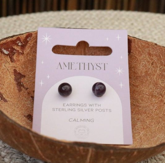 Amethyst Crystal Stud Earrings
