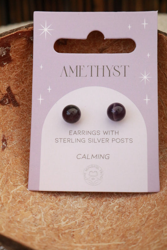 Amethyst Crystal Stud Earrings