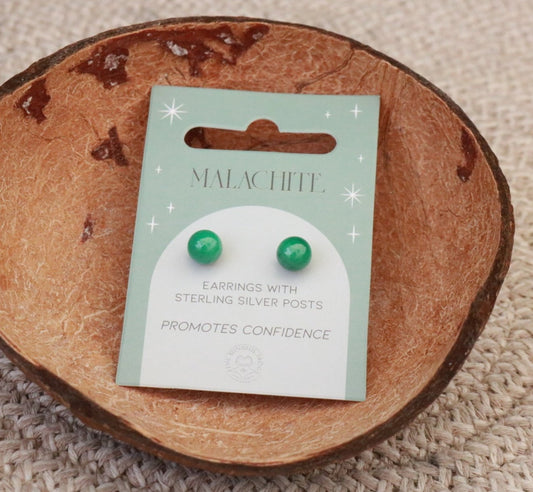 Malachite Crystal Stud Earrings
