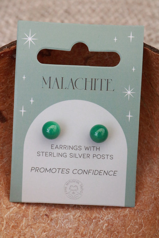 Malachite Crystal Stud Earrings