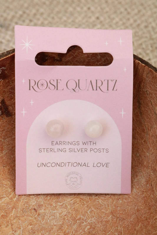 Rose Quartz Crystal Stud Earrings