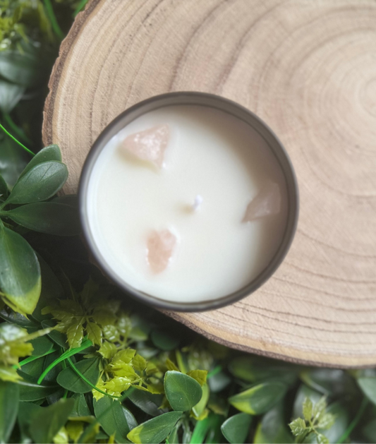 Rose Quartz Crystal Candle Tin