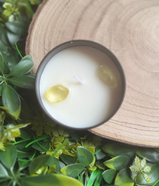 Citrine Crystal Candle Tin