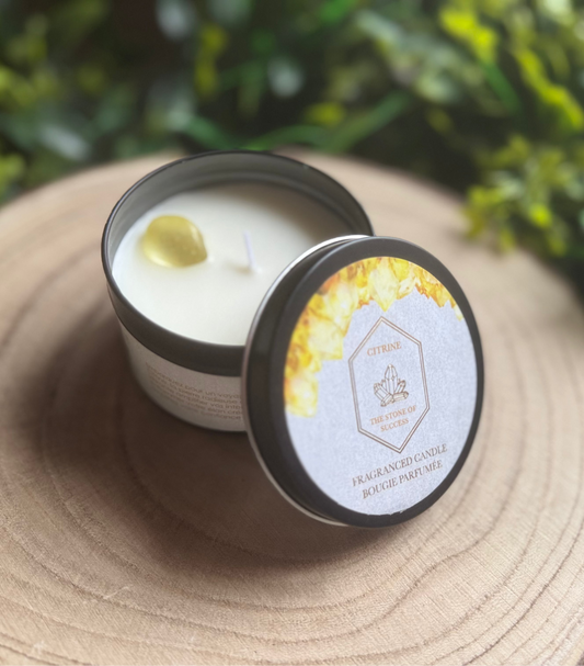 Citrine Crystal Candle Tin