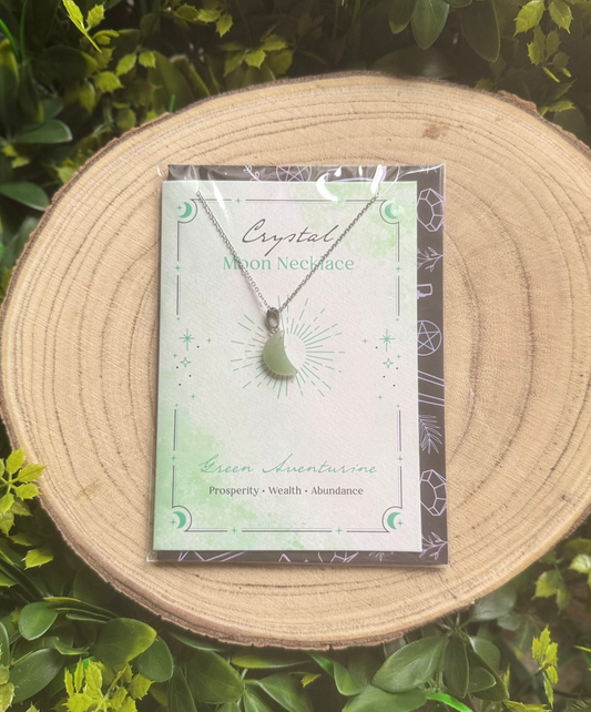 Aventurine Crystal Moon Necklace Card
