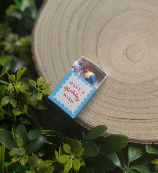 Tiny Matchbox Ceramic Birthday Cake Token