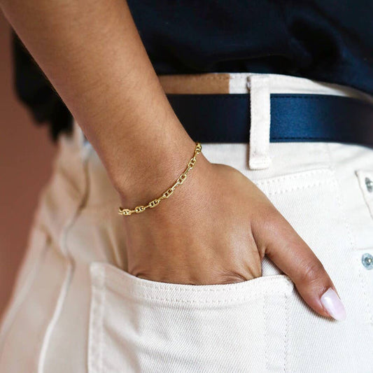 14ct Gold Plated Anchor Chain Bracelet