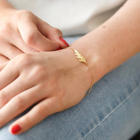 14ct Gold Plated Feather Bracelet