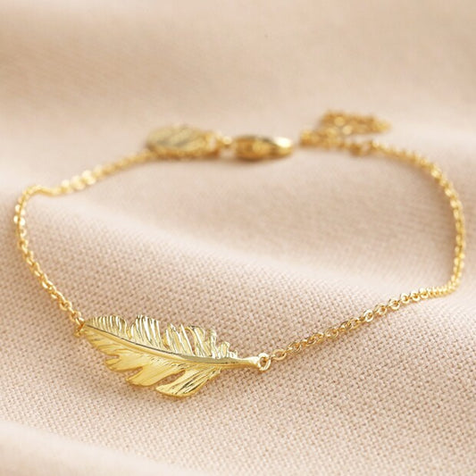 14ct Gold Plated Feather Bracelet