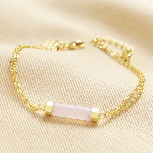 Rose Quartz 14ct Gold Plated Bracelet
