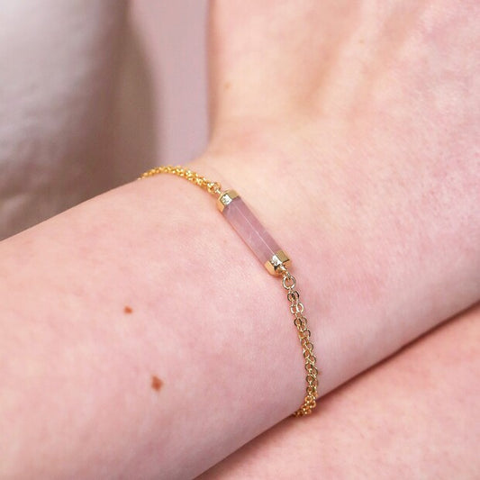 Rose Quartz 14ct Gold Plated Bracelet