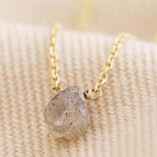 Labradorite Teardrop 14ct Gold Plated Necklace